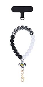 BEEFLYING Silicone Beaded Phone Charm Wrist Strap for Case - color: Black