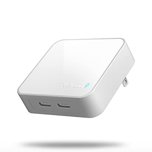 Nekmit Dual Port USB C Wall Charger, 40W PD Fast Charging USB C Wall Plug Adapter, Flat Thin Slim Charger Block for iPhone 17/17 Pro/17 Pro Max, Galaxy, MacBook Air, iPad, AirPods and More - color: White