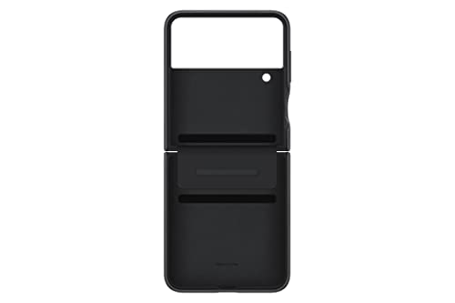 SAMSUNG Galaxy Z Flip4 Flap Leather Cover, Protective, Premium, Luxury Phone Case with Slim Style Design, US Version, Black - color: Black, style: Leather