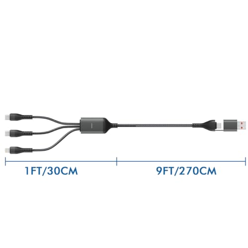 Awnuwuy 100W Multi 3 in 2 Charge Cable for Lightning/USB C/Micro, 4FT - size: AC to C+L+M(10FT)
