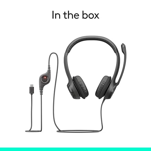 Logitech H391 Wired Headset PC/Laptop Stereo Headphones, USB-C, Graphite - color: Graphite, style: USB-C