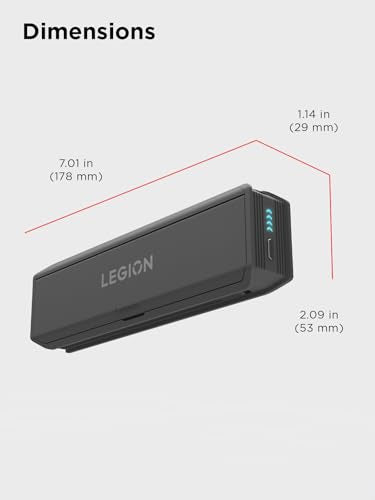 Lenovo Legion Go 65W 12800 Power Bank, Portable Power for Handheld Gaming and Other Devices, USB-C Integrated Cable, Magnetic Attach, Built-in Stand, Black