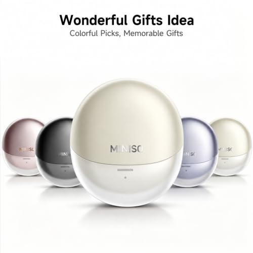 MINISO True Wireless Earbuds with Charging Case, Bluetooth 6.0 Ear Buds - color: Beige
