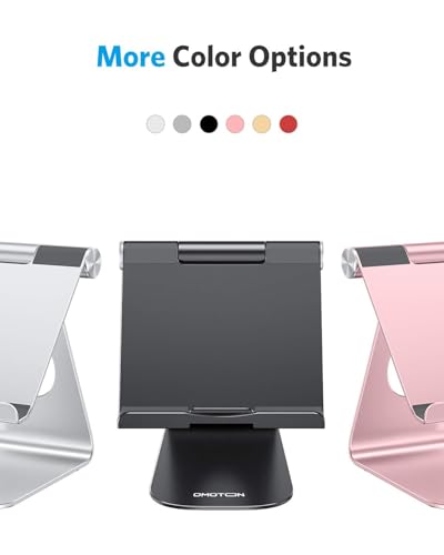 OMOTON T1 Adjustable Tablet Stand for Desk, Aluminum Holder for iPad Black - color: Black