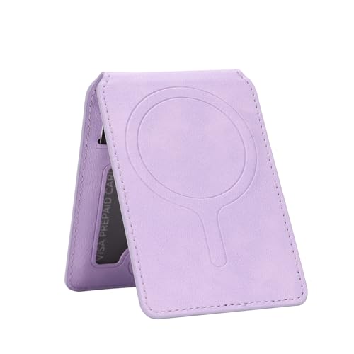 Ultra-Thin Magnetic Card Holder with Swivel Stand(Light Purple) - color: Light Purple