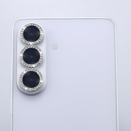 for Samsung Galaxy S26 / S26 Plus Camera Lens Protector, Bling Diamond Metal Ring Tempered Glass Lens Cover, Sparkly Rhinestone Accessories (Silver) - color: Silver