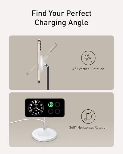 Anker 622 Magnetic Battery (MagGo), 5,000mAh Foldable Magnetic Wireless Portable Charger with Stand and USB-C Port (On The Side), Magsafe-Compatible for iPhone 15/14/13 Series with Upgraded MagS
