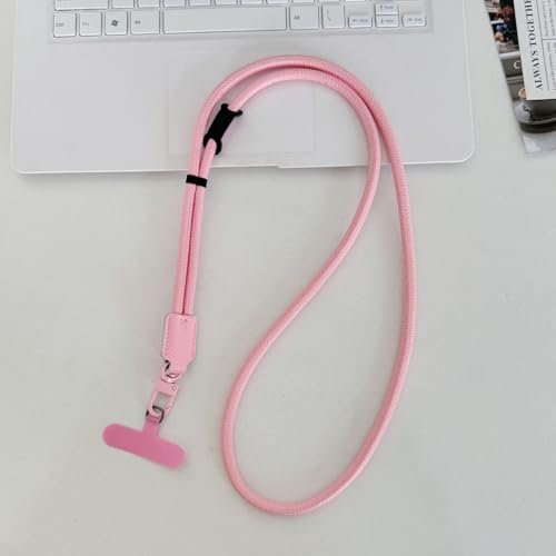 Phone Leather Lanyard with Tabs,Adjustable Anti Theft Phone Crossbody Strap for iPhone and Smartphone,Purse - color: Pink