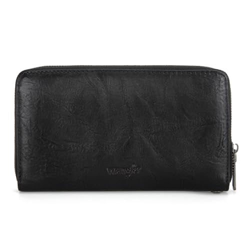 Wrangler Womens Wallet Wristlet Wallets for Women Large Capacity Women's Wallets Black Wallet Credit Card Holder for Women Men - color: A-Black