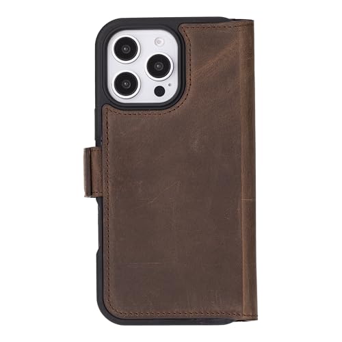 Bayelon Leather Wallet Case for iPhone 16 Pro 6.3" - Flip Cover Card Holder, iPhone 16 Pro Wallet Folio Case, Kickstand, MagSafe Compatible RFID, Real Leather iPhone 16 Pro Cover (Dark Brown) - color: Dark Brown, size: iPhone 16 Pro