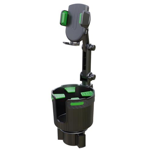 Car Cup Holder Phone Mount, 2 in 1 360° Rotation Long Arm Vehicle Cup Cell Phone Holder Expander with Adjustable Base, Automotive Drink Bottles Smartphones Stand, Universal Fit (Green) - color: Green