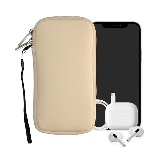 kwmobile Universal Phone Pouch Size XL - 6.7/6.8" - Neoprene Smartphone Pouch with Zip - Water-Repellent Mobile Phone Case - Sleeve in Cream - color: cream, size: XL - 6.7/6.8"