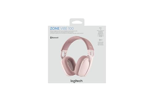 Logitech Zone Vibe 100 Lightweight Wireless Over Ear Headphones - Rose - color: Rose