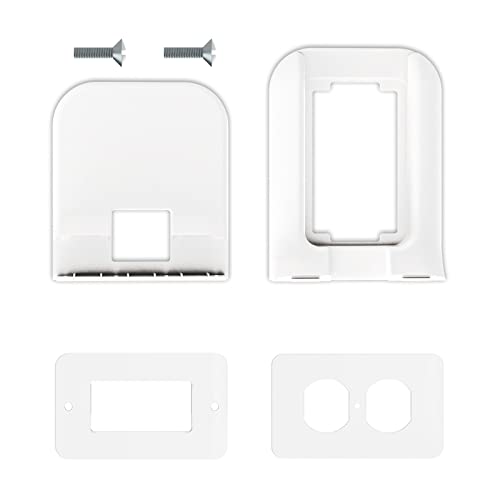 WALI Outlet Shelf Wall Holder,Bathroom Walls Shelves up to 10lbs Standard Vertical Duplex Wall Shelf Organizer for Smart Home Decor Space Saving Power Tools, Toothbrush (OLS002-W), 2 Pack, White - size: Small