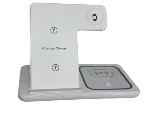 Fast Charging Wireless Charger Station 3 in 1 Multiple Devices Dock 15W Compatible with Any Devices with Wireless Charging Capability Phone, Watch and Earbuds. (White)