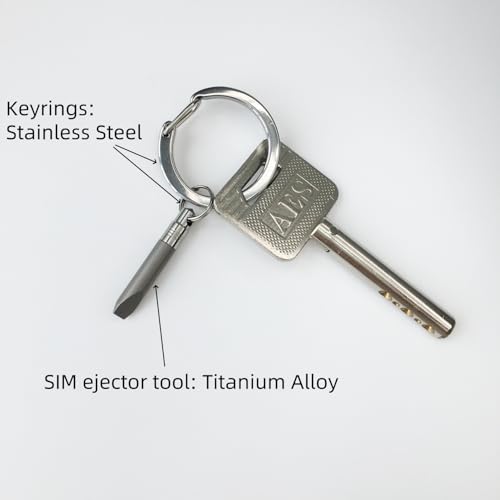 Titanium Alloy SIM Ejector Tool SIM Card Removal Mini Tool with 2 Keyrings
