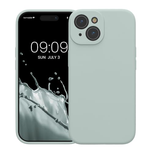 kwmobile Case Compatible with Apple iPhone 15 Case - Slim TPU Silicone Phone Cover - Soft Touch Finish - Cool Mint - color: Cool Mint, size: iPhone 15