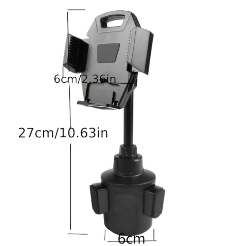 Car Cup Holder Phone Mount, 360° Rotating Clip, Retractable Rotatable Rod, One-Touch Operation, Anti-Shake Car Phone Holder Fit 2.76-3.78in Base, Compatible with 4-7.2in Smartphones