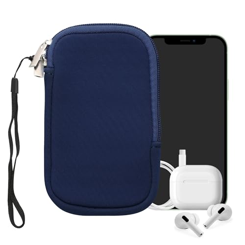 kwmobile Universal Phone Pouch Size L - 6.5" - Neoprene Smartphone Pouch with Zip - Water-Repellent Mobile Phone Case - Sleeve in Dark Blue - color: dark blue, size: L - 6.5"