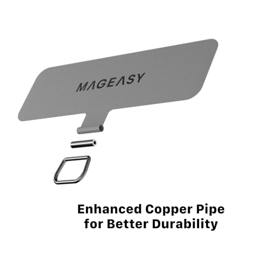 MAGEASY Phone Tether Tab - Tab & Patch for All Phone Cases (Gray) - color: Gray