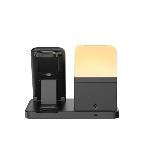 M.A.D LAB Alarm Clock Charging Station with Night Light, Bedside Organizer
