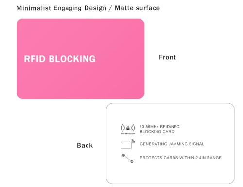 RFID Blocking Card - 5 Pack, Contactless NFC Credit Card ID Protection Safe Bank Card Passport Entire Wallet Purse Shield Protector Blocker Guard (Pack of 5, Pink) - color: Pink/5 cards