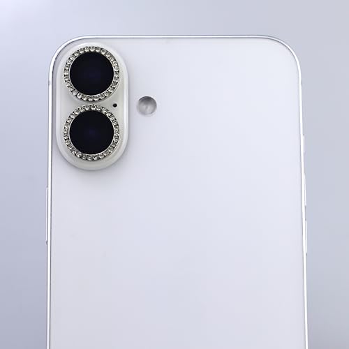 BONVAN for iPhone 17 Camera Lens Protector Bling Glitter Diamond Metal Crystal Tempered Glass Screen Accessories Rhinestones Lens Cover (Silver) - color: Silver