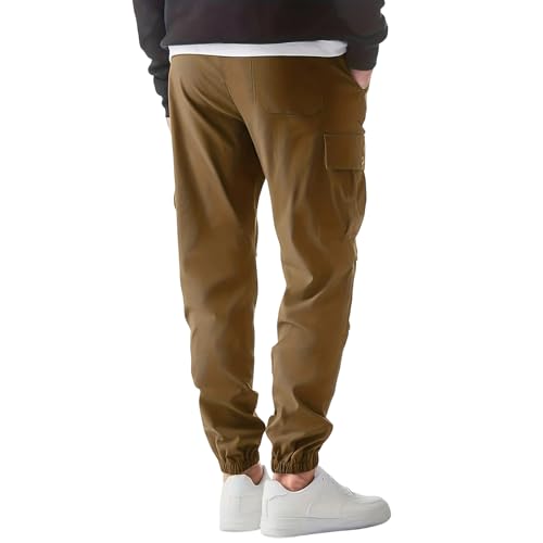 Men's Cargo Pants Canvas Durable Tactical Water Resistant Flap Pockets BDU Travel Camping Tactical Pants for Men - color: A Brown, size: Large