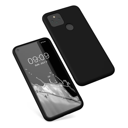 kwmobile Case Compatible with Google Pixel 5 Case - Slim Protective TPU Silicone Phone Cover - Black Matte