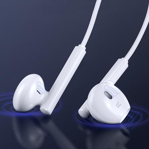 2 Pack Premium in-Ear Headphones with 3.5mm Plug: Control Music, Phone Calls & Volume with Built-in Remote - Works with All Devices That Have a 3.5mm Headphone Jack. Wired Earbuds.