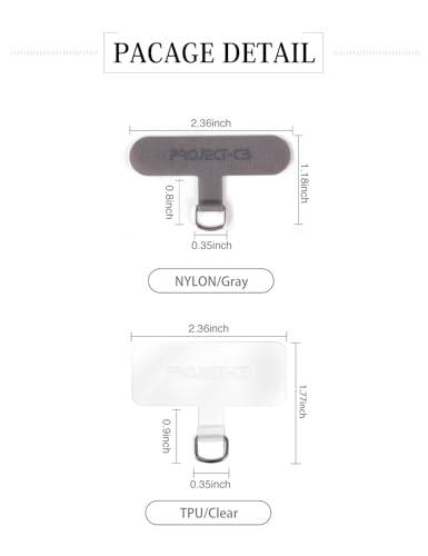 Phone Tether Tab 2 Pack,Universal Phone Lanyard Patch Without Adhesive,Phone Strap Replacement Part for Cell Phone (Gray&Clear) - color: Gray&clear
