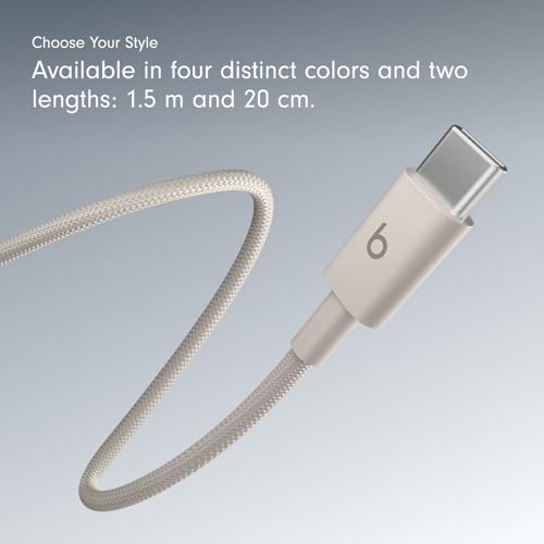 Beats USB-C to USB-C Woven Cable Fast Charging Durable/Tangle-Free Compatible Charger for Apple & Android Devices (1.5 m, 5 ft) - Surge Stone - color: Surge Stone, size: 5 ft, style: USB-C to USB-C