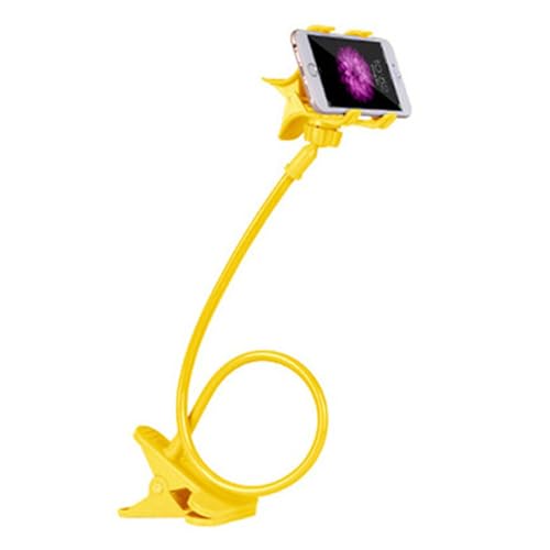 Gooseneck Cell Phone Holder Flexible for Desk Long Arm Mobile Phone Stand with Clip for Headboard & Bedside, Flexible Phone Stand Lazy Bracket Mount Clamp (Yellow) - color: Yellow