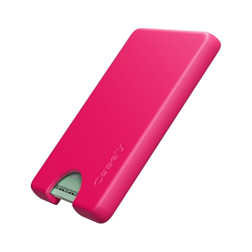 Casely MagWallet | Think Pink | Neon Pink | Slim Wallet Card Holder | Compatible with MagSafe | Soft-Touch Hard Silicone | Holds Up to 3 Cards - color: Think Pink | Neon Pink