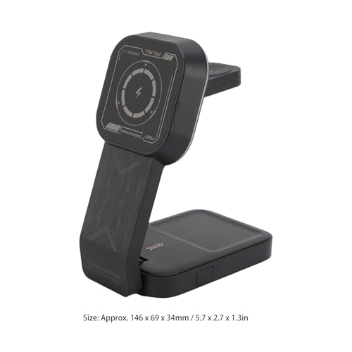 Fabater Fast Wireless Charging Stand 3 in 1 Dock for Multiple Devices Including Phone Watch Earbuds Compact Design Black 146x69x34mm