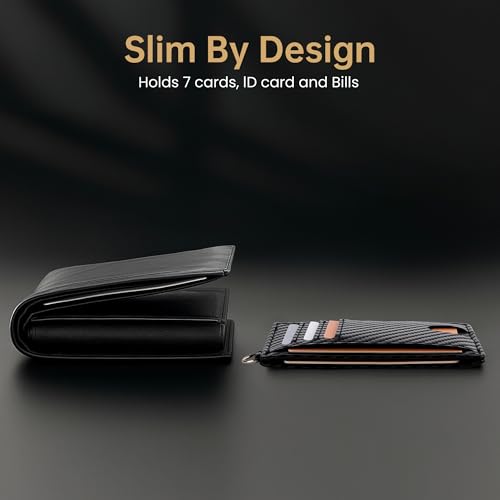 Mayski Slim Wallet, Credit Card Holder for Women, Minimalist Front Pocket RFID Blocking Card Cases, Small Wallet Women Men(Carbon Fiber Black) - color: Carbon Fiber Black