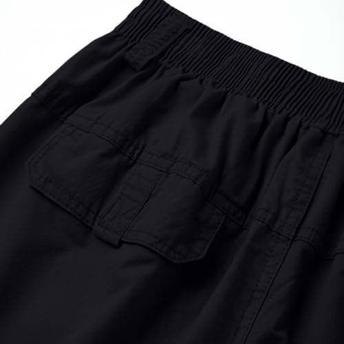 Mens Casual Pants Canvas Breathable Tactical Water Resistant Flap Pockets Golf BDU Casual Tactical Pants for Men - color: A Black, size: Medium