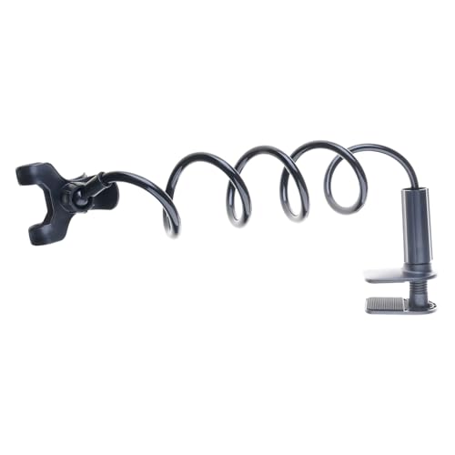 Metal Arm Phone Holder for Bedside Table Desk Adjustable Clamp Stand for Mobile Device Screen 360 Degree Rotation Design Bedside Phone Holder for Watching Moviesp - color: Black