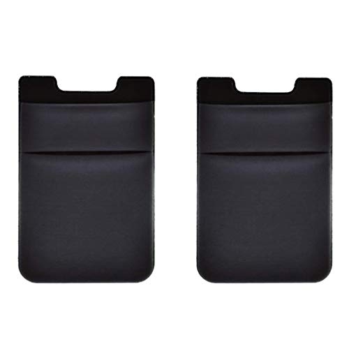 Phone Card Holder Phone Wallet Stick On Stretchy Card Holder for Back of Phone Credit Card Holder for Phone for Case, Black, Minimalist