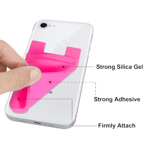 Senose Phone Wallet, 3 Pack Phone Card Holder Stick On Back of Cellphones - color: Rose Red*3