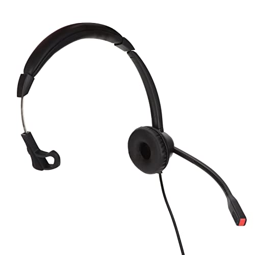 RJ9 Single Ear Headset, Monaural Business Communication Headset with Noise Canceling Mic, Volume Control and 6 Speed Line Adjustment for Call Center Office Truck