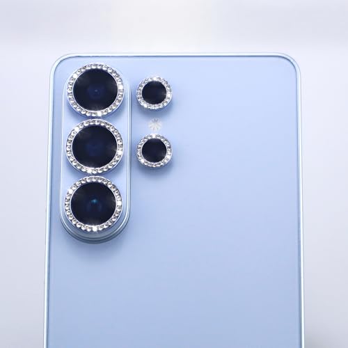 for Samsung Galaxy S26 Ultra Camera Lens Protector, Bling Diamond Metal Ring Tempered Glass Lens Cover, Sparkly Rhinestone Accessories (Sky Blue) - color: Sky Blue