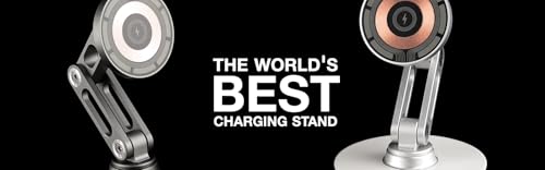 ClikDock Cell Phone Magnetic Wireless Charger Stand, 360° Spin, Aluminum Construction, Compatible with MagSafe Phones for iPhone & Andriod (Space Grey)