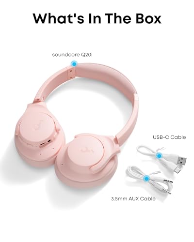 Soundcore by Anker Q20i Hybrid Active Noise Cancelling Headphones, Pink - color: Pink