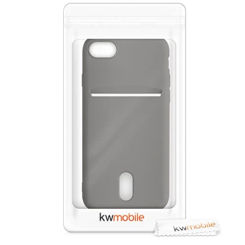 kwmobile Case Compatible with Apple iPhone SE (2022) / iPhone SE (2020) / iPhone 8 / iPhone 7 - Soft TPU Phone Cover with Card Holder and Silicone Finish - Stone Dust - color: Stone Dust