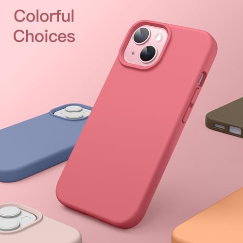 JETech Silicone Case for iPhone 15, Guava | Silky Soft Touch, Shockproof Protection, Scratch Resistant, Microfiber Lining - color: Guava, size: iPhone 15