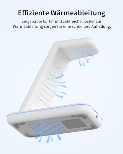 JoyGeek 3 in 1 Wireless Charging Station for Samsung&Android, Charger Stand for S26/S25/S24/S23/S22/S21/S20/Note20/Z Fold&Flip Series, Galaxy Watch8/7/6/5/4/3/Active2/1, Not for Watch9 / Ultra2 - color: White