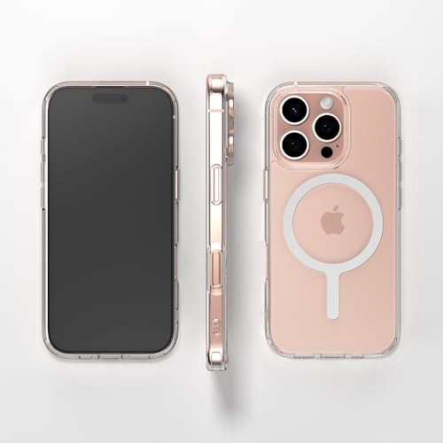 Sinjimoru for iPhone 16 Pro Clear Case, Compatible with MagSafe | M-Airclo Basic, anti-yellowing UV coating, shockproof PC TPU bumper, 1000G strong magnet - size: iPhone 16 Pro