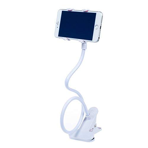 ITART Cell Phone Holder,Universal Bedside Phone Stand,Lazy Bracket,Flexible Long Arms Clip Mount for iPhone X Samsung Galaxy in Bedroom Office Desk-White - color: White