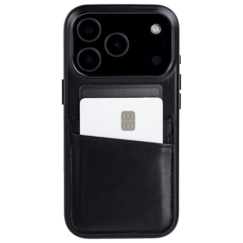 Dockem Genuine Leather Card Case for iPhone 17 Pro with Camera Control Button and Stitched-on Wallet with 2 Holder Slots (Black, M2GL) - color: Black, size: 17 Pro